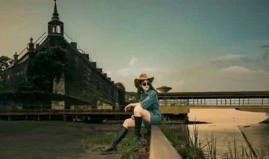 Outdoor adventure outfit with a flannel shirt and combat boots.