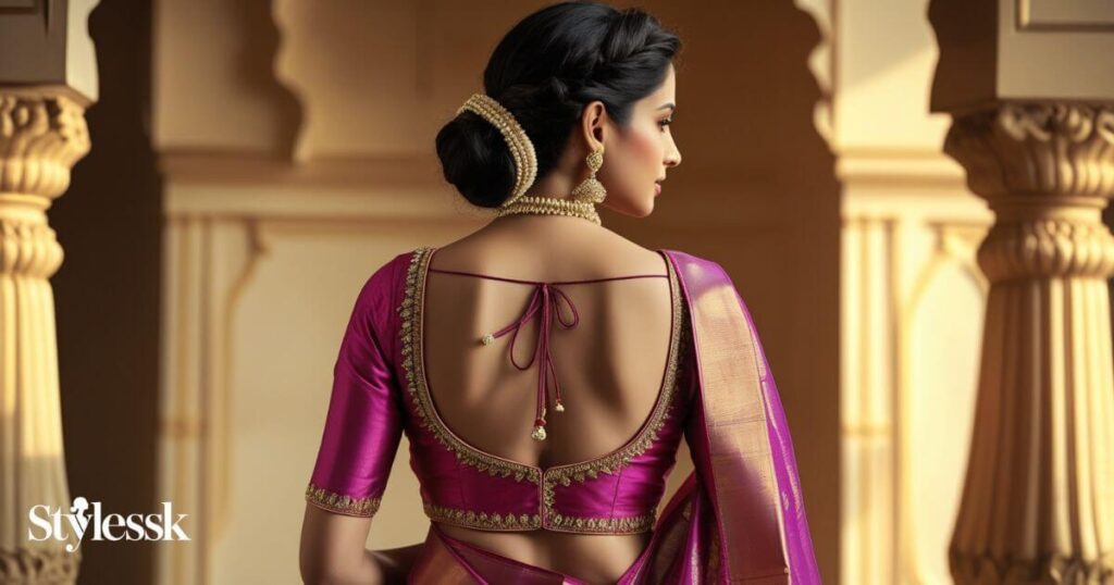 Back Hook Princess Cut Blouse Design 