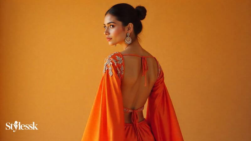 Backless Full Sleeve Blouse Designs for Bold Looks
