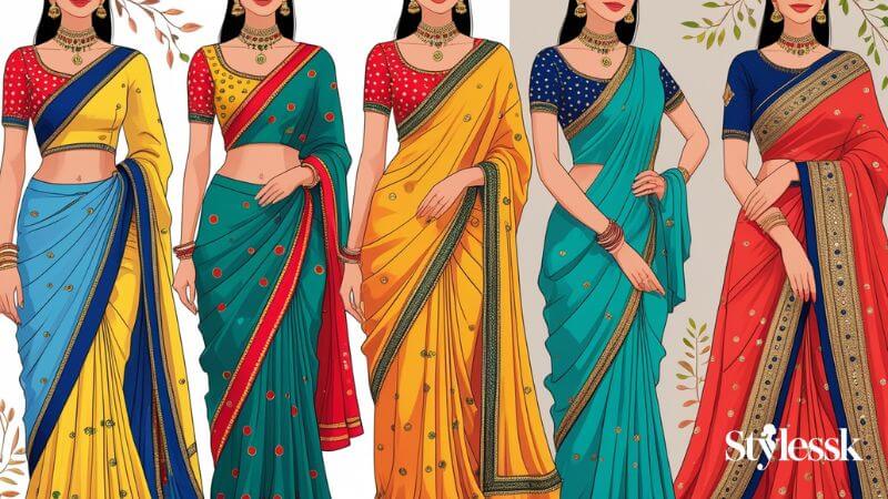 Bandhani Blouse Designs for Different Sarees