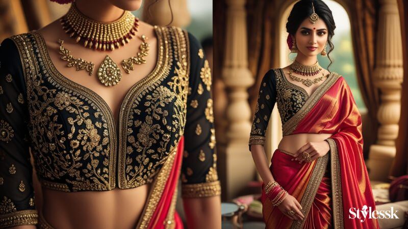  Black Blouse for Wedding Sarees 