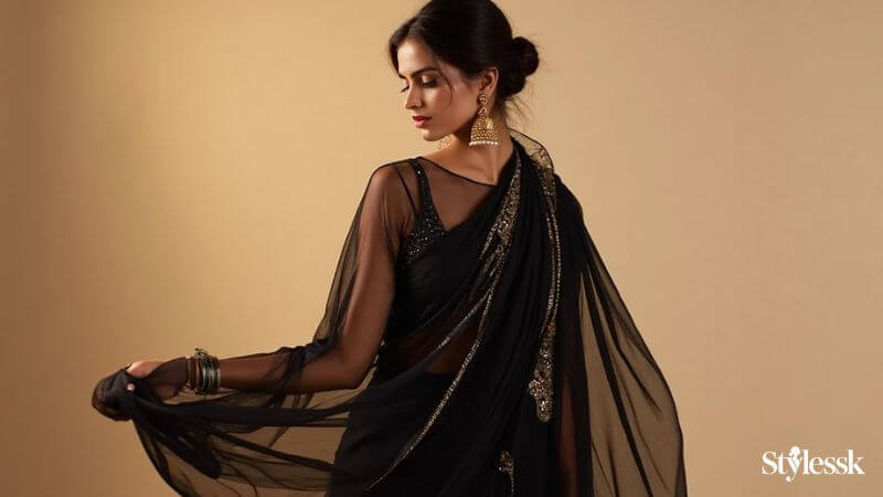 Black Chiffon/Georgette Blouse 