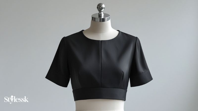  Black Crop Top Style Blouse 
