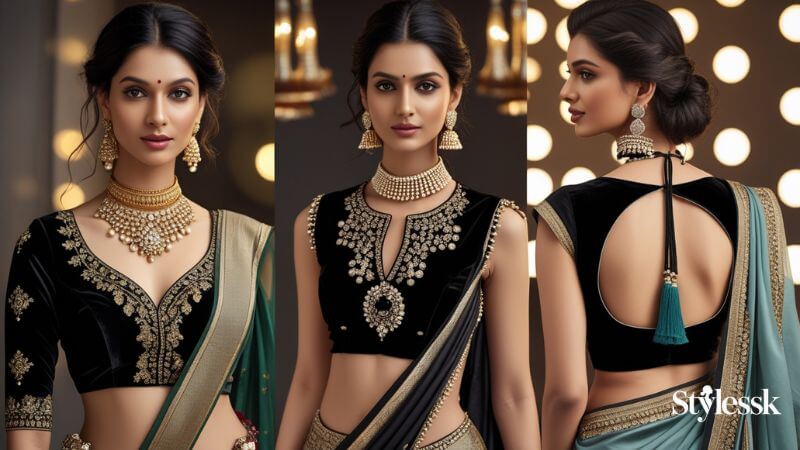 Black Velvet Blouse Designs 