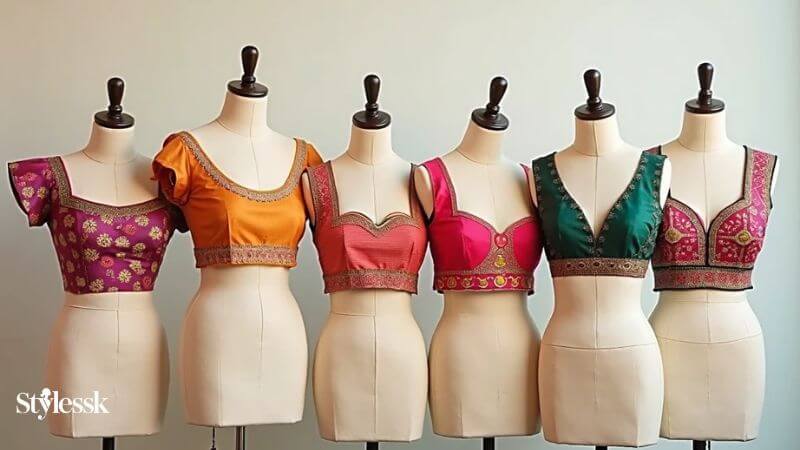 Border Blouse Designs by Neck Style 