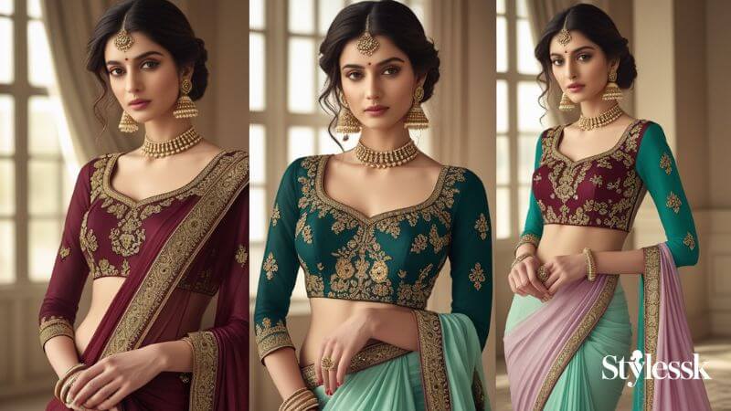 Border Blouse Designs for Specific Body Types