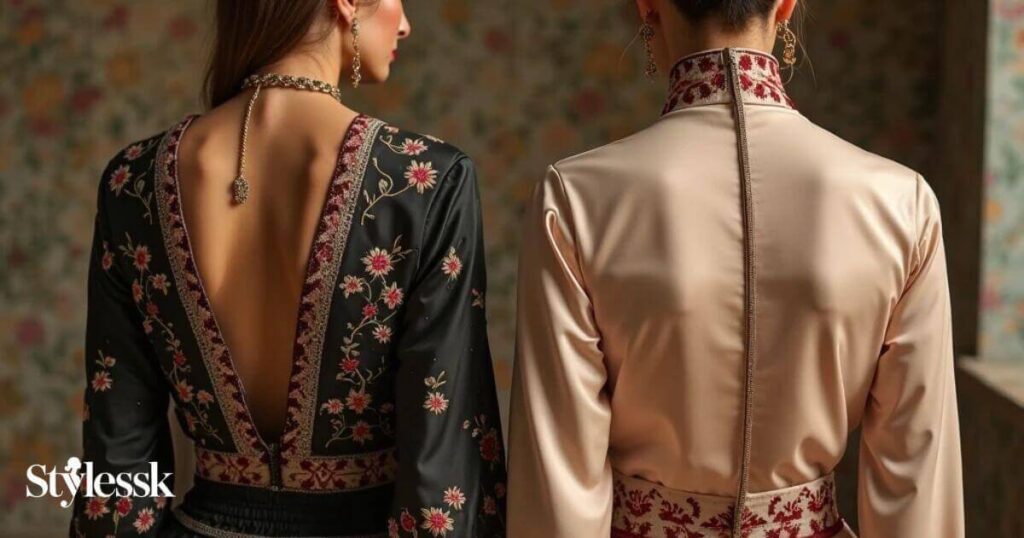  Buttoned, Zippered & Chain Back Hook Blouses