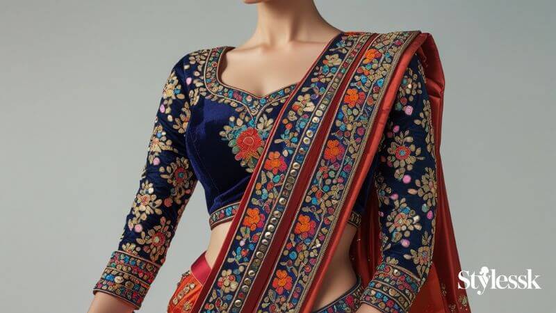 Celebrity-Inspired Border Blouse Designs 