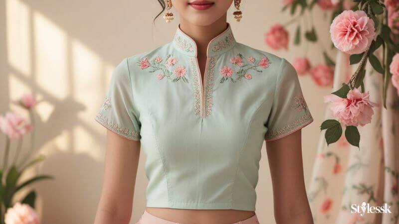 Chinese Collar Neck Blouse