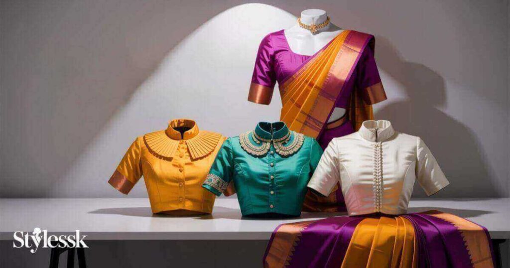 Classic Shirt Collar Blouse for Sarees