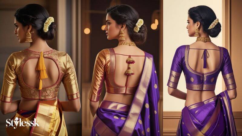 Color-Specific Kanjivaram Blouse Designs (Golden, Copper, Vaileti & More) 