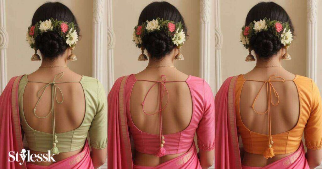 Cotton Saree Blouse Back Designs