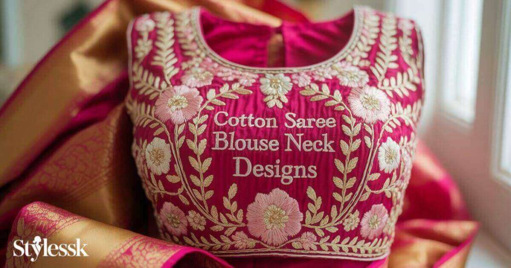 Cotton Saree Blouse Neck Designs 