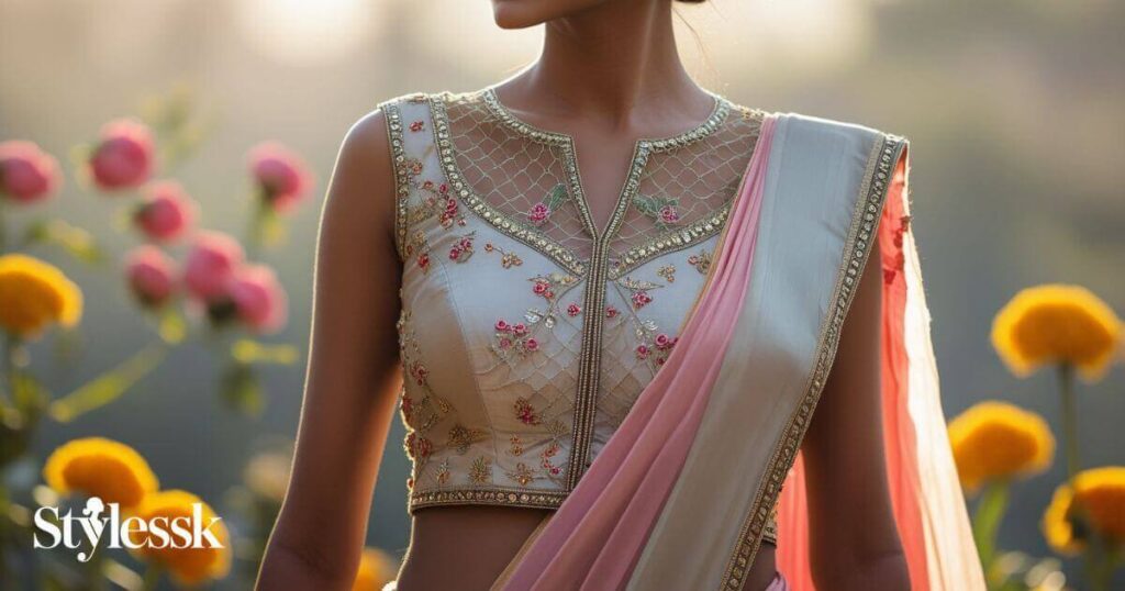 Elegant Front Net Blouse Designs 