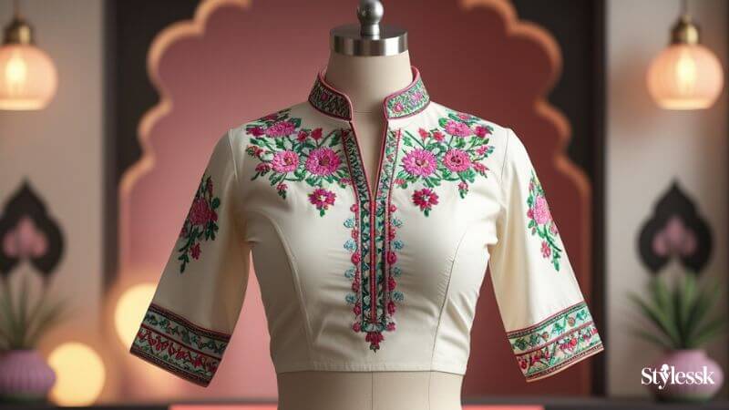 Embroidered Collar Neck Blouse