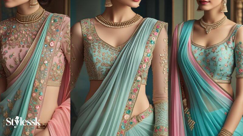 Fancy Georgette Saree Blouse Designs 