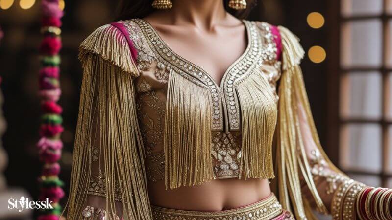  Fringe Sleeves Blouse Design 
