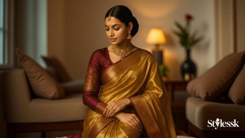 Full Sleeve Blouse Designs for Silk Sarees
