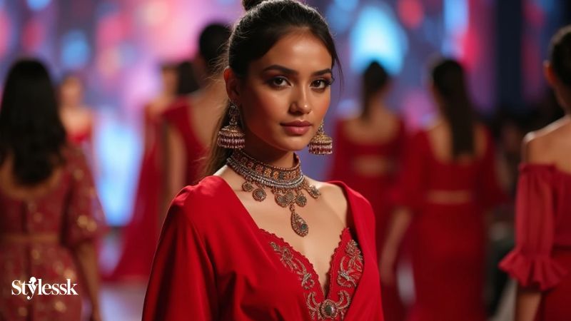 Fusion Red Colour BlouseStyles That Break the Mold 