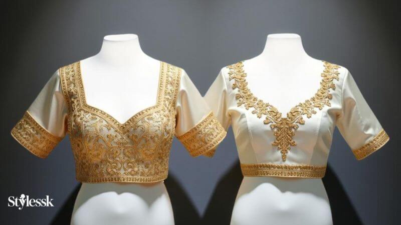 Gold and White Blouse Designs 