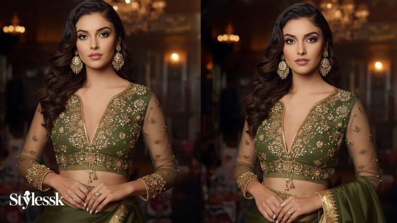 Green Designer Blouses for Parties and Events