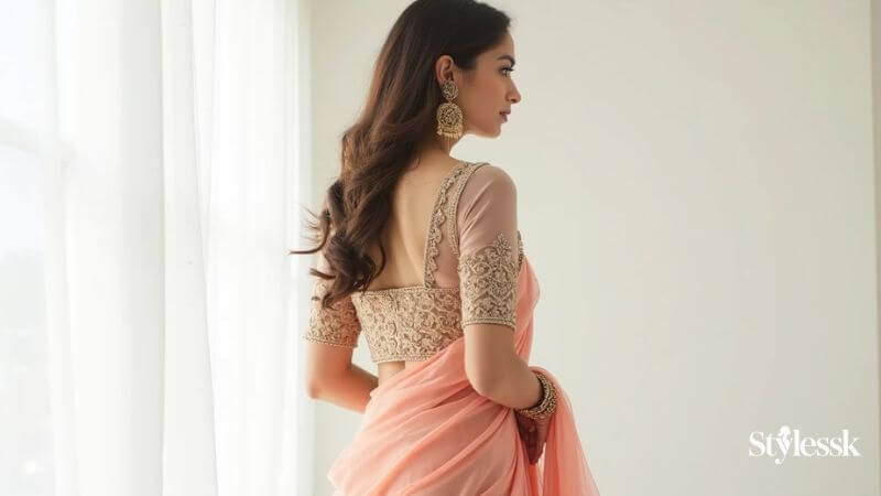 Half Net Saree Blouse Designs for Sheer Elegance 