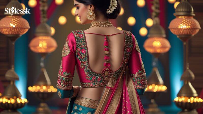 Half Saree Blouse Back Neck Designs for Unique Styles 