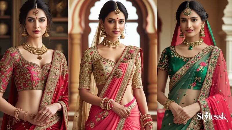 half-saree-blouse-designs-for-weddings-bridal-and-guest