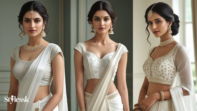 Half White Blouse Designs 
