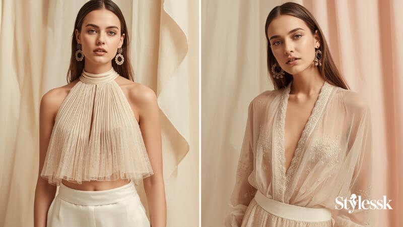 Halter Neck & Deep V Georgette Blouses 