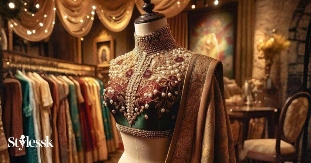 High Neck Collar Blouse Design 