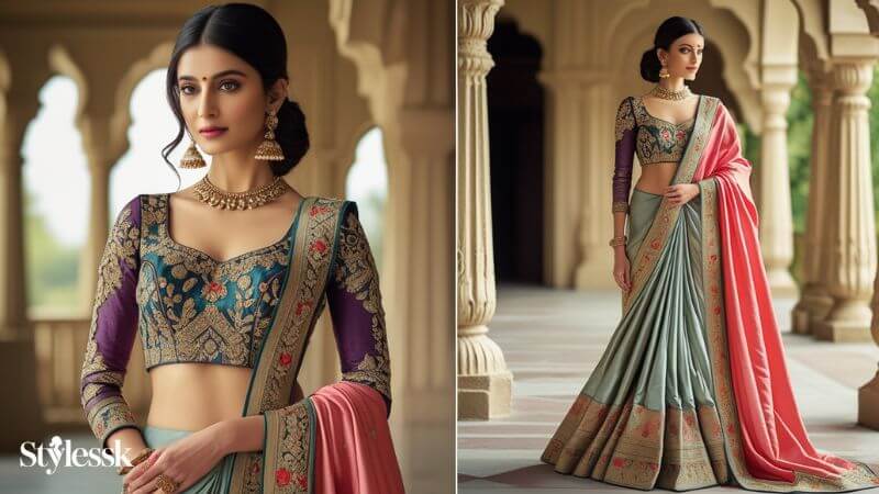 Long Koti Style Blouse Designs for Layered Look