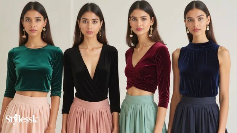  Minimalist & Plain Velvet Blouse Design Options 