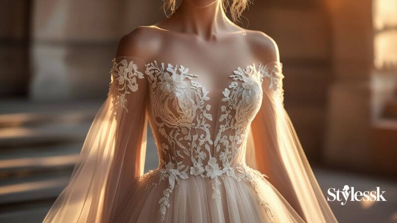 Off-Shoulder & Tulle Illusion Necklines 