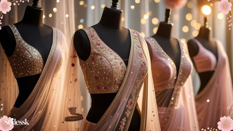 Organza and Sequin Fancy Blouse Designs