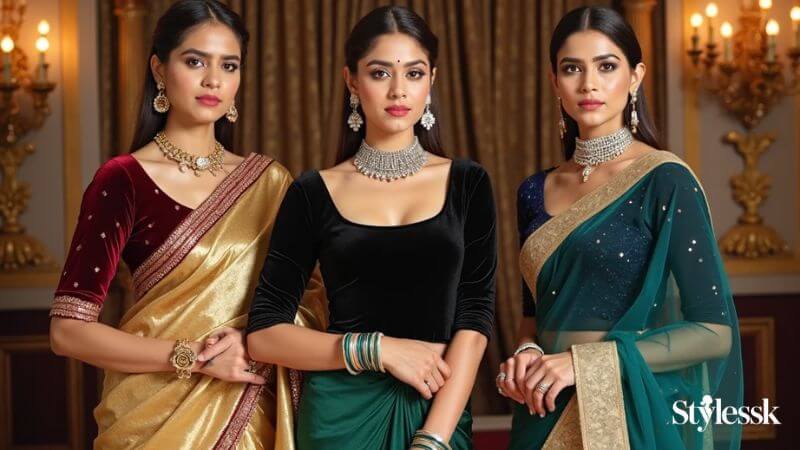 Perfect Pairings: Sarees, Lehengas & Jewelry with Velvet Blouses 