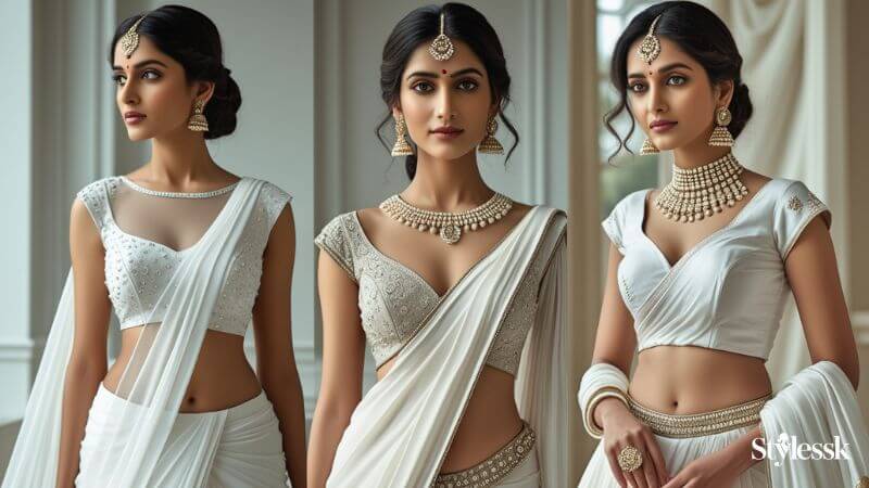 Plain White Blouse Design Ideas 