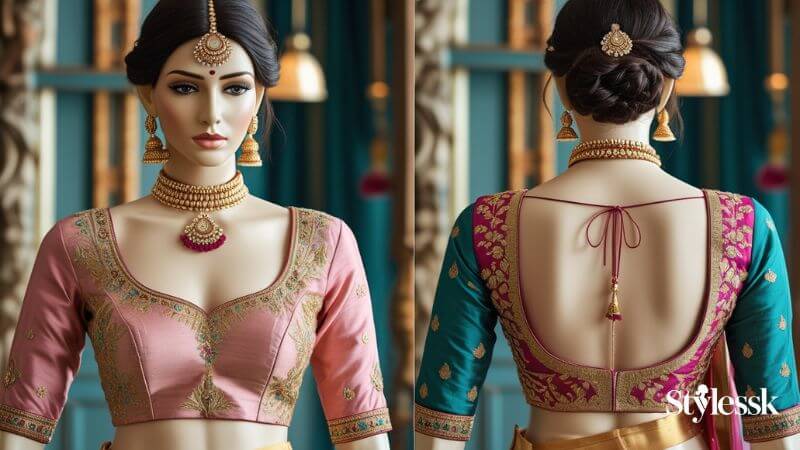 Princess Cut Blouse Neck Designs (Front & Back Variations) 