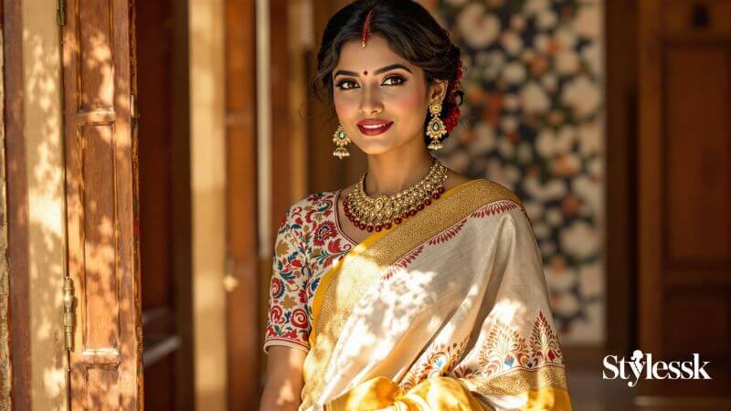 Printed & Kalamkari Blouse Designs for Kerala Saree 