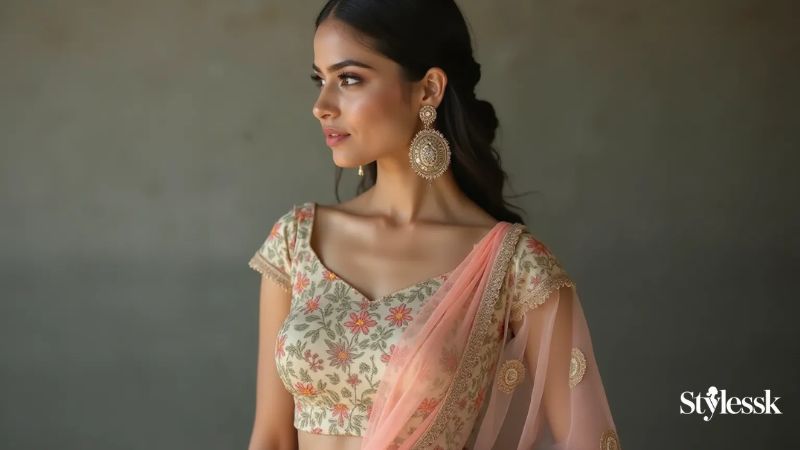 Printed Half Saree Blouses for a Casual Elegance 