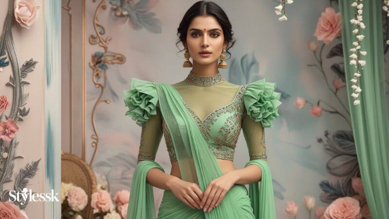 Puff, Ruffled & Cape Sleeve Designs in Georgette Blouses