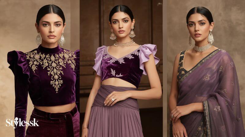 Purple & Lilac Velvet Blouse Designs