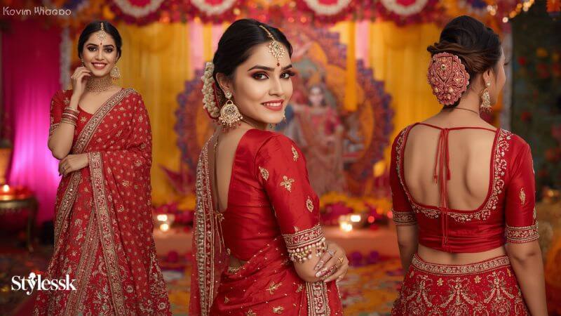 Red Colour Blouse Styling Ideas for Navratri & Festivals 