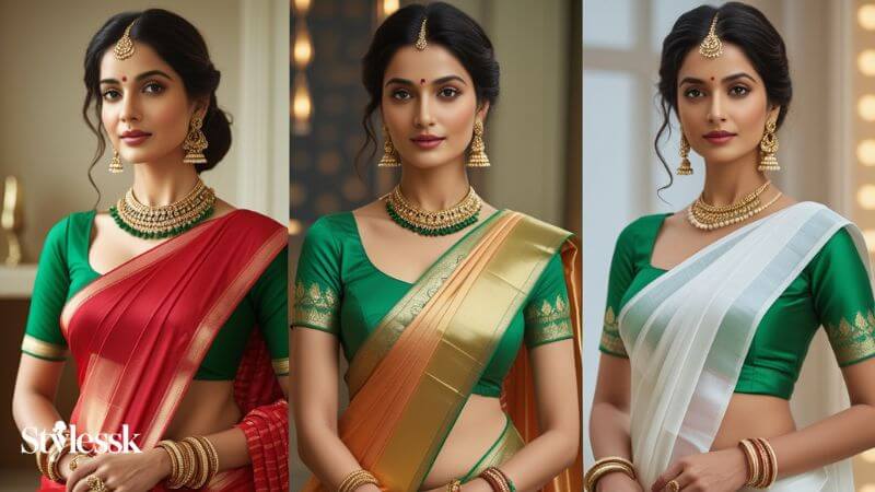 Saree Color Combinations That Go Best with Green Blouses 