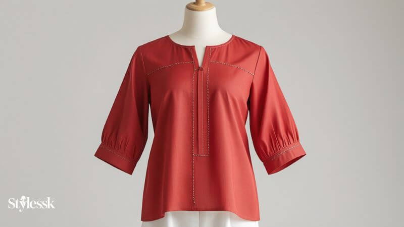Simple and Elegant Red Colour Blouse for Daily Wear 