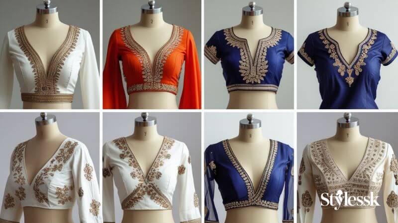 Simple and Elegant V Neck Blouses for Daily Wear 