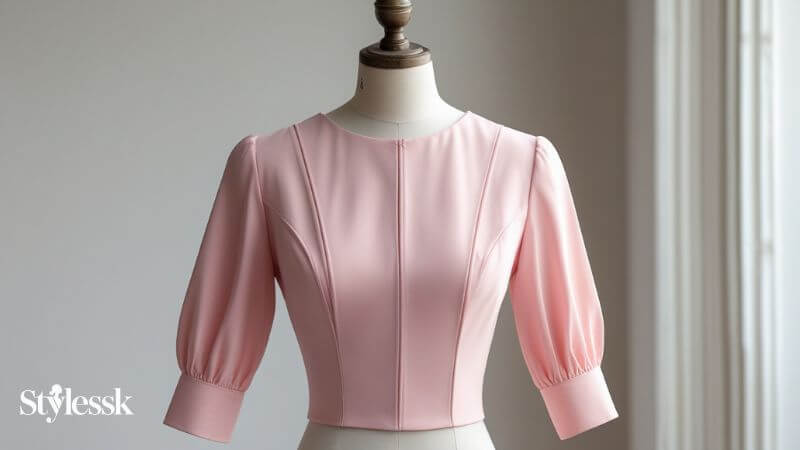 Simple Pink Princess Cut Blouse – Minimalist Chic