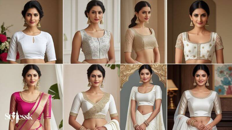 Simple White Blouse Designs for Daily Wear 