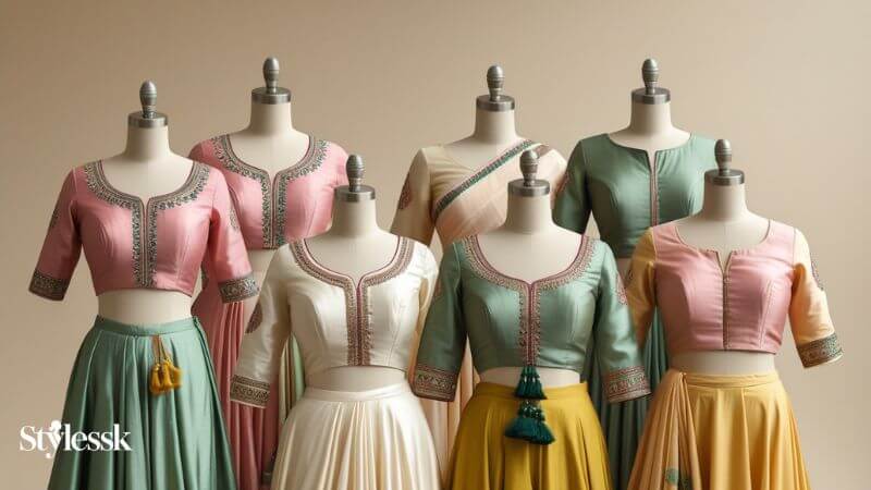 Minimalist South Indian Blouse Designs for Bridesmaids 
