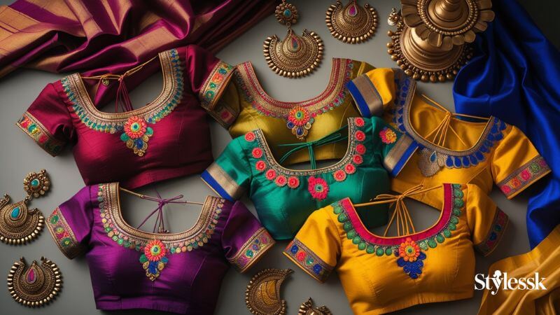 South Indian Blouses with Applique and Maggam Work